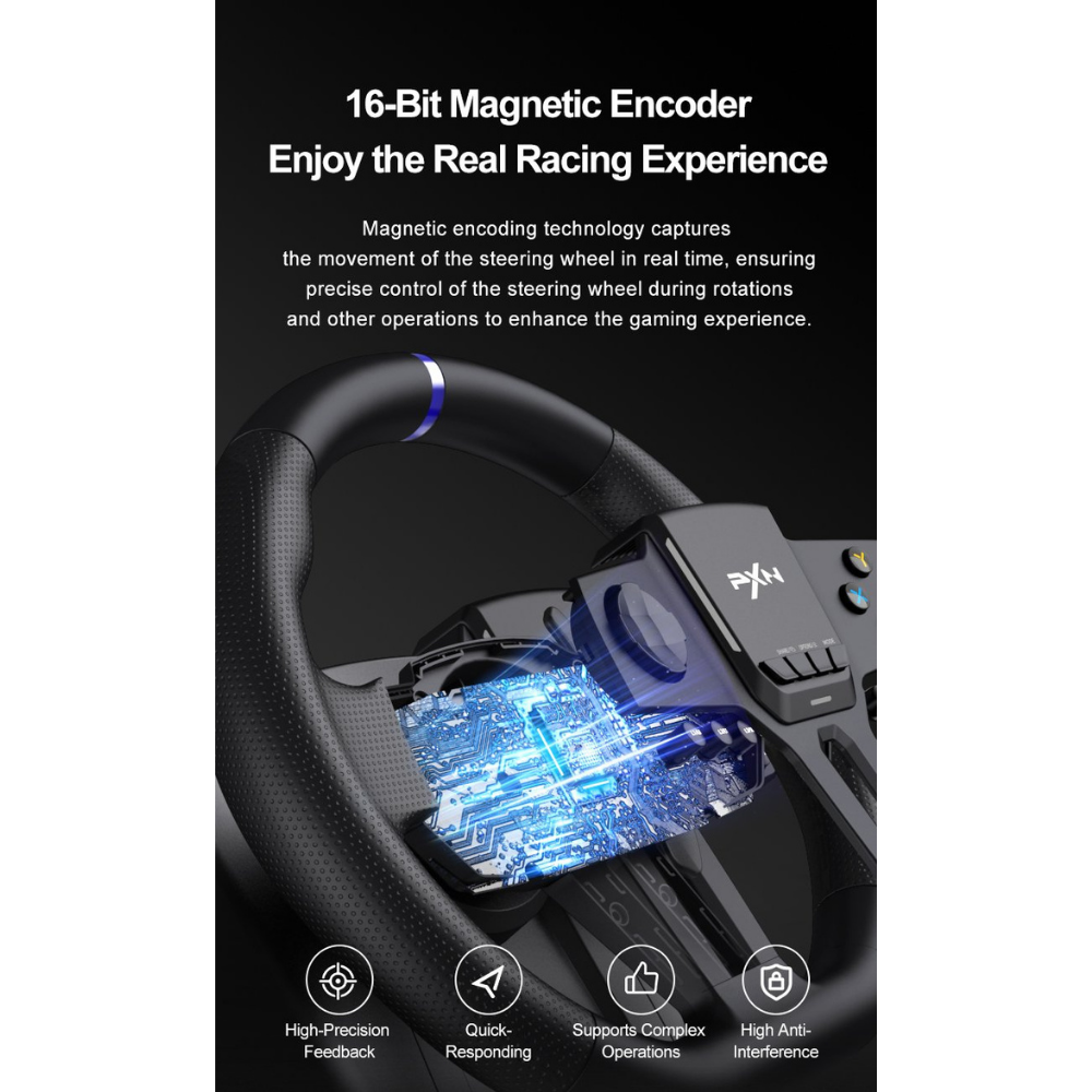 PXN V900 Gen2 Dual-Vibration Gaming Racing Wheel with Hall Effect Pedals - Image 11