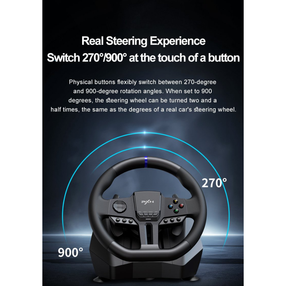 PXN V900 Gen2 Dual-Vibration Gaming Racing Wheel with Hall Effect Pedals - Image 6