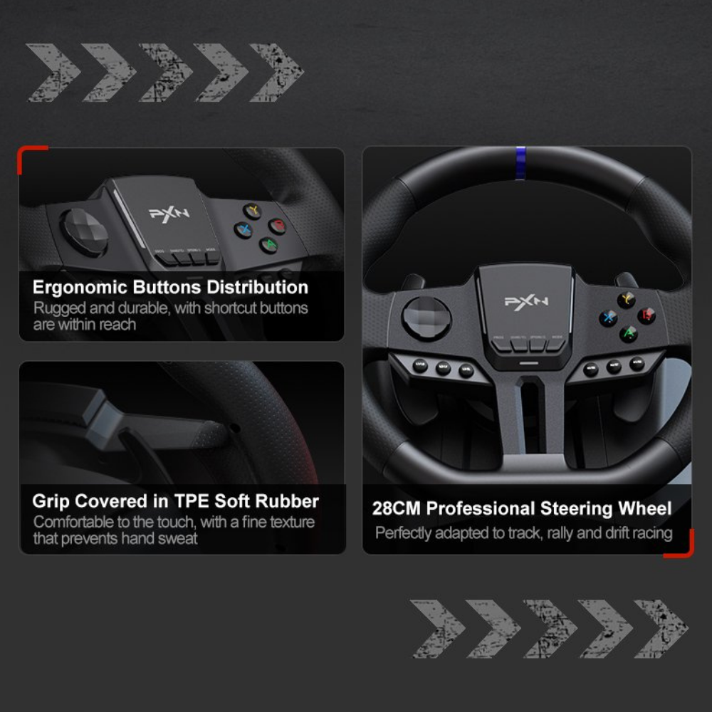 PXN V900 Gen2 Dual-Vibration Gaming Racing Wheel with Hall Effect Pedals - Image 2